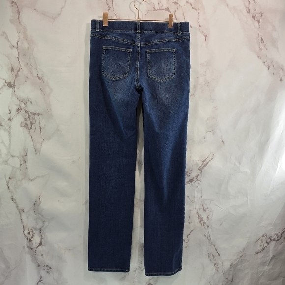 Betabrand Jeans Womens Medium Long Dark Wash Straight Denim Jegging High Rise - Picture 1 of 11